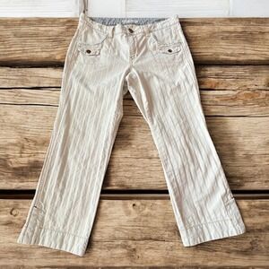 Tommy Hilfiger Vintage Womens White Striped Cropped Wide Leg Cargo Pants Size 12